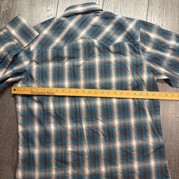 Vintage Wrangler Wrancher 1980s Pearl Snap Plaid Shirt Cowboy large - Picture 8 of 9